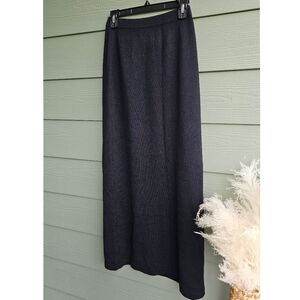 St. John Basics Black Cable Knit Long Elastic Waist Straight Skirt